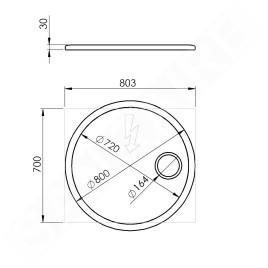 Sapho Float - Miroir avec éclairage LED, diamètre 803 mm, capteur IR, miroir cosmétique, blanc FT800