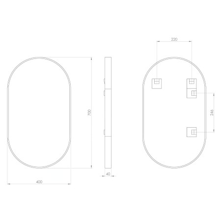 Sapho Avona - Miroir dans un cadre 40x70cm, or mat AV400G
