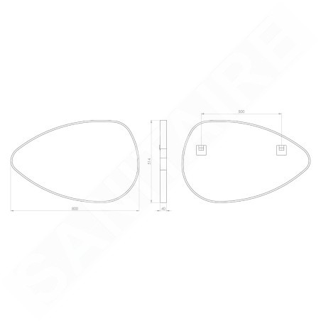 Sapho Miroirs - Miroir dans un cadre 80x51 cm, noir mat NA380