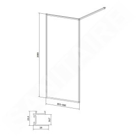 Cersanit Larga - Paroi de douche Walk-In, 90x200 cm, chrome/verre clair S932-135