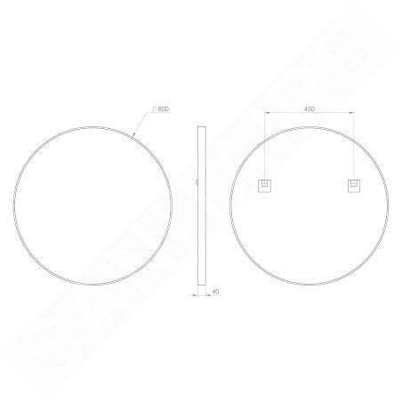 Sapho Notion - Miroir dans un cadre, diamètre 80 cm, or mat NT800G