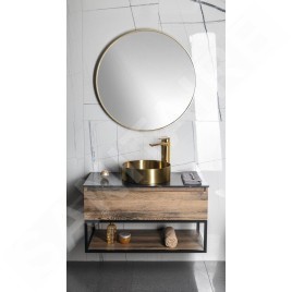 Sapho Notion - Miroir dans un cadre, diamètre 80 cm, or mat NT800G