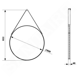 Sapho Orbiter - Miroir dans un cadre, diamètre 60 cm, or mat ORT060G