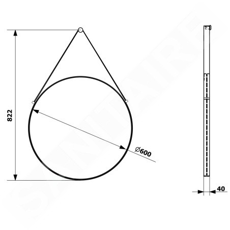 Sapho Orbiter - Miroir dans un cadre, diamètre 60 cm, or mat ORT060G