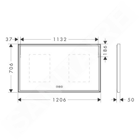 Hansgrohe Xarita E - Miroir avec éclairage LED et chauffage, 120x70 cm, capteur tactile, blanc mat 54985700