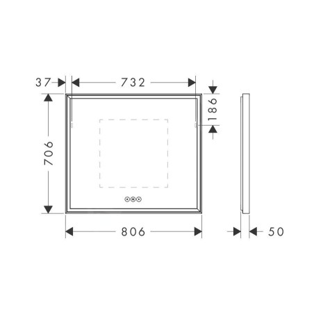 Hansgrohe Xarita E - Miroir avec éclairage LED et chauffage, 80x70 cm, capteur tactile, blanc mat 54987700