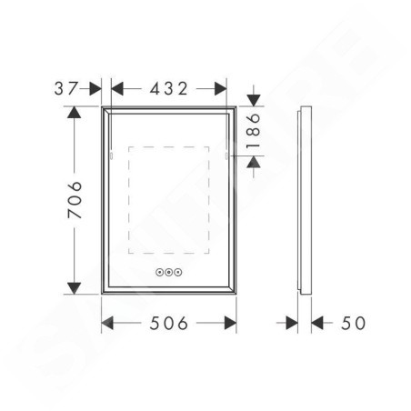 Hansgrohe Xarita E - Miroir avec éclairage LED et chauffage, 50x70 cm, capteur tactile, blanc mat 54989700