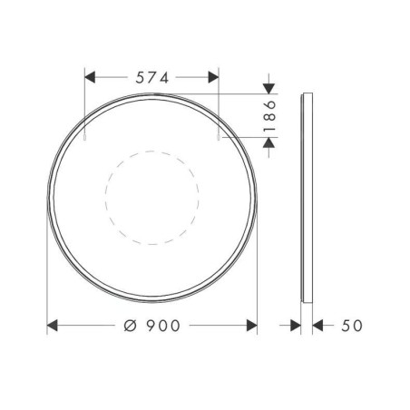 Hansgrohe Xarita S - Miroir avec éclairage LED et chauffage, diamètre 90 cm, capteur infrarouge, blanc mat 54990700