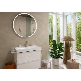 Hansgrohe Xarita S - Miroir avec éclairage LED et chauffage, diamètre 90 cm, capteur infrarouge, blanc mat 54990700
