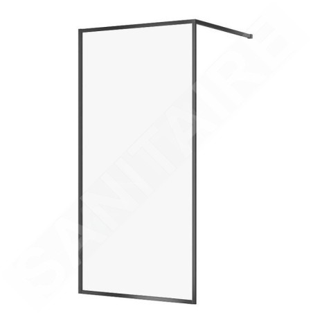 Cersanit Larga - Paroi de douche Walk-In, 100x200 cm, noir/verre clair S932-139