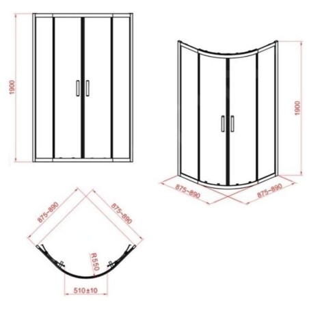 Cersanit Zip - Cabine de douche 89x89 cm, chrome/verre clair S154-002