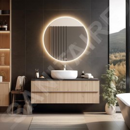 Nimco Miroirs - Miroir avec éclairage LED, diamètre 80 cm, touches tactiles, aluminium ZP 26002RVX