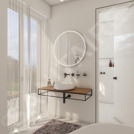 Nimco Miroirs - Miroir avec éclairage LED, diamètre 80 cm, touches tactiles, aluminium ZP 26002RVX