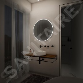 Nimco Miroirs - Miroir avec éclairage LED, diamètre 80 cm, touches tactiles, aluminium ZP 26002RVX