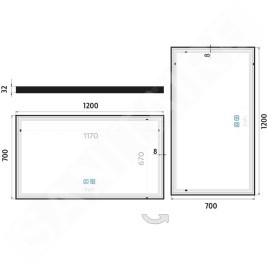 Nimco Miroirs - Miroir avec éclairage LED, 120x70 cm, touches tactiles, noir ZPC 13006VX-90