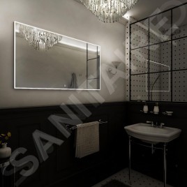 Nimco Miroirs - Miroir avec éclairage LED, 120x70 cm, touches tactiles, noir ZPC 13006VX-90