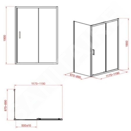 Cersanit Zip - Cabine de douche 89x119cm, chrome/verre clair S154-004