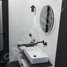 Nimco Miroirs - Miroir avec éclairage LED, diamètre 60 cm, touches tactiles, noir ZPC 28000RVX-90