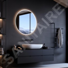 Nimco Miroirs - Miroir avec éclairage LED, diamètre 80 cm, touches tactiles, noir ZPC 28002RVX-90