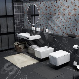 Nimco Miroirs - Miroir avec éclairage LED, diamètre 80 cm, touches tactiles, noir ZPC 28002RVX-90