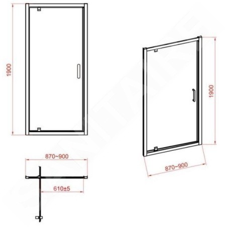 Cersanit Zip - Porte de douche 90x190 cm, chrome/verre clair S154-006