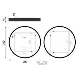 Nimco Miroirs - Miroir avec éclairage LED, diamètre 70 cm, touches tactiles, noir ZPC 31001RVX-90