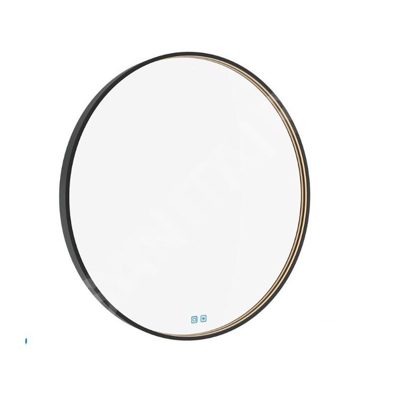 Nimco Miroirs - Miroir avec éclairage LED, diamètre 80 cm, touches tactiles, noir ZPC 31002RVX-90