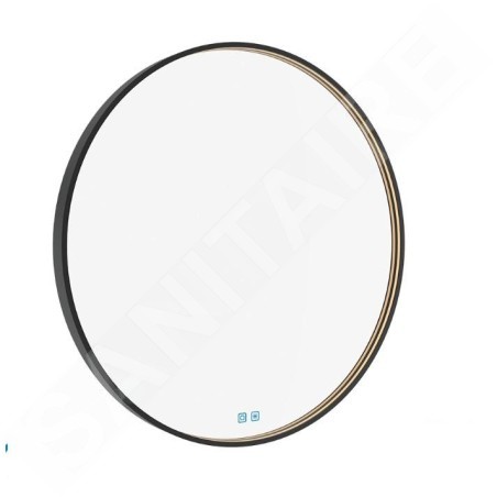 Nimco Miroirs - Miroir avec éclairage LED, diamètre 80 cm, touches tactiles, noir ZPC 31002RVX-90