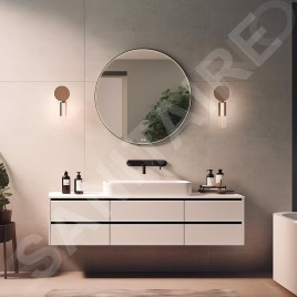 Nimco Miroirs - Miroir avec éclairage LED, diamètre 80 cm, touches tactiles, noir ZPC 31002RVX-90