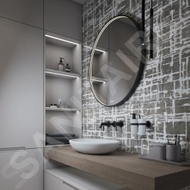 Nimco Miroirs - Miroir avec éclairage LED, diamètre 80 cm, touches tactiles, noir ZPC 31002RVX-90