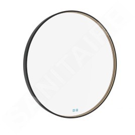 Nimco Miroirs - Miroir avec éclairage LED, diamètre 90 cm, touches tactiles, noir ZPC 31003RVX-90