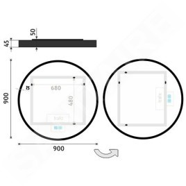 Nimco Miroirs - Miroir avec éclairage LED, diamètre 90 cm, touches tactiles, noir ZPC 31003RVX-90