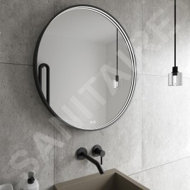 Nimco Miroirs - Miroir avec éclairage LED, diamètre 90 cm, touches tactiles, noir ZPC 31003RVX-90