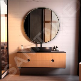 Nimco Miroirs - Miroir avec éclairage LED, diamètre 90 cm, touches tactiles, noir ZPC 31003RVX-90