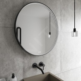 Nimco Miroirs - Miroir avec éclairage LED, diamètre 100 cm, touches tactiles, noir ZPC 31004RVX-90