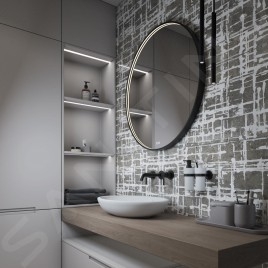 Nimco Miroirs - Miroir avec éclairage LED, diamètre 100 cm, touches tactiles, noir ZPC 31004RVX-90