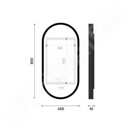 Nimco Miroirs - Miroir avec éclairage LED, 40x80 cm, touches tactiles, noir ZPC 32002LVX-90