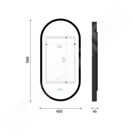 Nimco Miroirs - Miroir avec éclairage LED, 45x90 cm, touches tactiles, noir ZPC 32003LVX-90