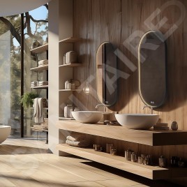 Nimco Miroirs - Miroir avec éclairage LED, 50x100 cm, touches tactiles, noir ZPC 32004LVX-90