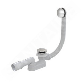 kielle Garnitures de vidage - Garniture de vidage et trop-plein pour baignoire, longueur 800 mm, ClickClack, métal 11601010