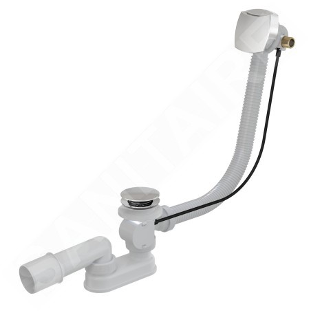 kielle Garnitures de vidage - Garniture de vidage et trop-plein pour baignoire avec remplissage, longueur 570 mm, chrome
