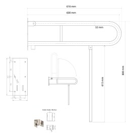 Sapho Équipement de salle de bain - Barre d’appui pliante, inox XH521