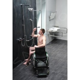 Sapho Équipement de salle de bain - Support de main courante, longueur 500 mm, gauche, inox XH530