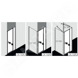 Kermi CADA XS - Porte de douche 1GR, 80x200 cm, droite, argent brillant/verre transparent CK1GR08020VPK
