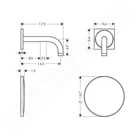 Axor Uno - Mitigeur de lavabo électronique pour montage encastré, alimentation 230 V, noir mat 38119670