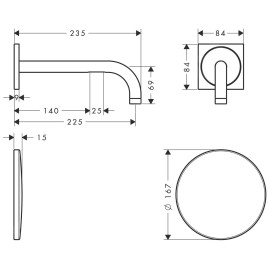 Axor Uno - Mitigeur de lavabo électronique pour montage encastré, alimentation 230 V, noir mat 38120670