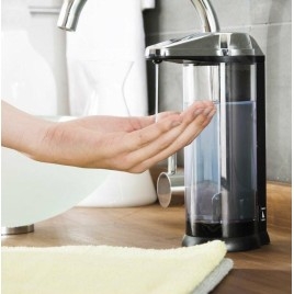 Compactor Clever - Distributeur de savon liquide sans contact, 510 ml, plastique noir/chrome RAN6026