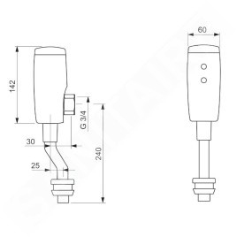 Hansa Electra - Capteur électronique de rinçage d'urinoir, alimentation par piles, chrome 09440189