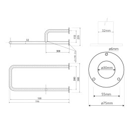 Sapho Équipement de salle de bain - Poignée gauche, longueur 50 cm, blanc XH530W