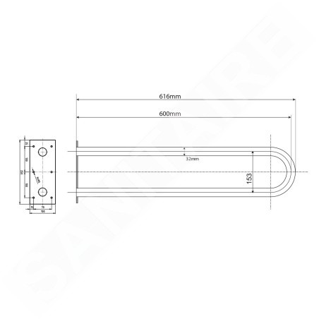 Sapho Équipement de salle de bain - Poignée, longueur 60 cm, blanc XH538W